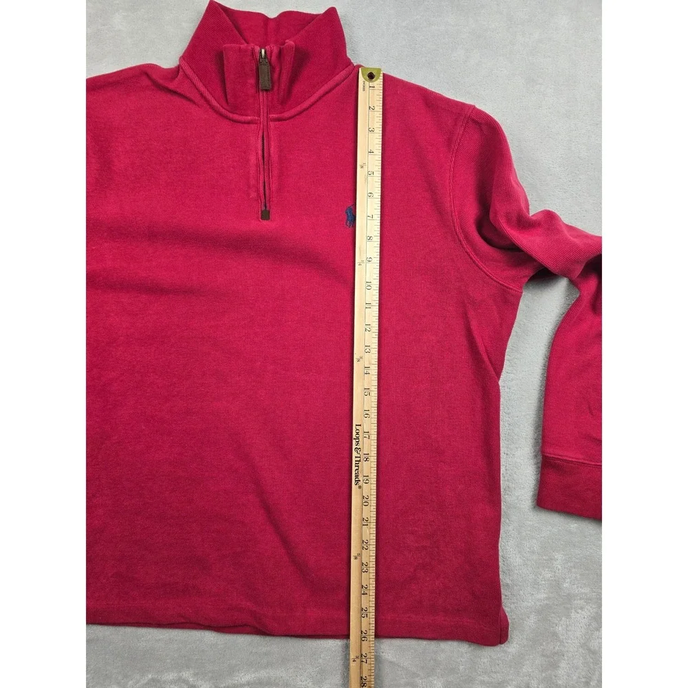 Polo Ralph Lauren Quarter Zip Pullover Mens Large Red Cotton Long Sleeve Sweater